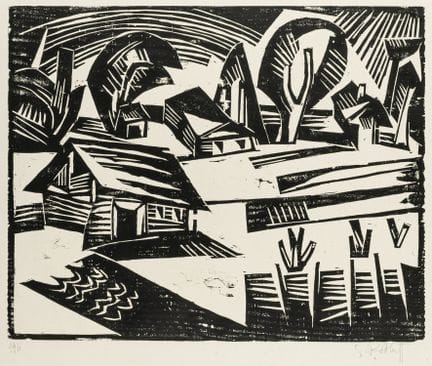 Schmidt-Rottluff, Karl. Paisaje lituano. Xilografí