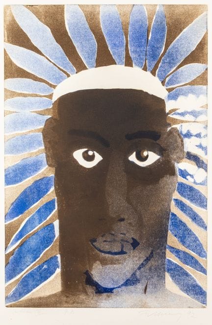 费廷，雷纳。《印第安人 III》。阿什纸上的彩色蚀刻版画。画面下方签名、注明日期、题名并标有“P.P