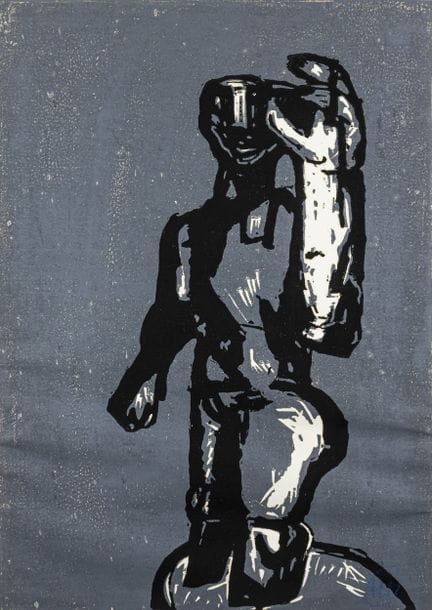 Lüpertz, Markus. Sin título. (Figura de pie en gri