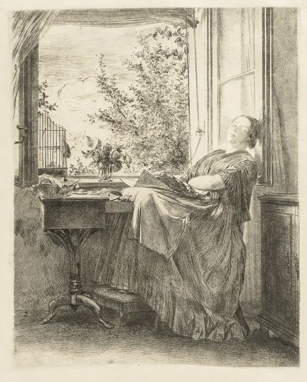 Menzel, Adolph von. Die schlafende Näherin am Fens