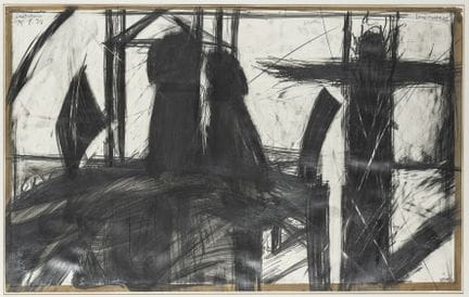 库尔施纳，亨宁。《阴影》。纸本铅笔与炭笔画。右上角签名。画面顶部中央标有标题。左上角标有创作年份。1