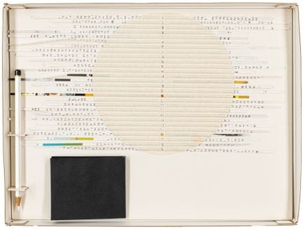 Fluxus - 安德烈·汤姆金斯（André Thomkins）。《悬浮线》。纸板上的纸拼贴作品，