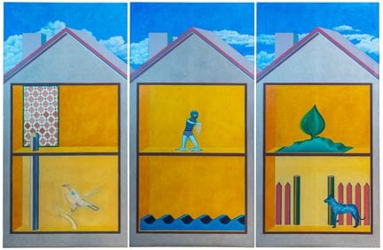 丹尼格，卡尔·海因茨。《光之屋》。三联画。布面油画。每幅背面均有签名、署年、题名及标注。1969年。