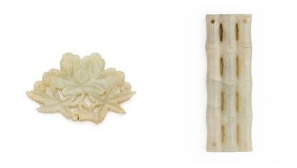 A CHINESE JADE BRUSH REST, QING DYNASTY, 19TH CENT