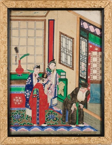 CHINESISCHE SCHULE, FIGUREN IN EINEM INNENRAUM, QI