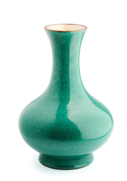 VASO A BOTTIGLIA CINESE CON SMALTO CRACKLÉ VERDE M