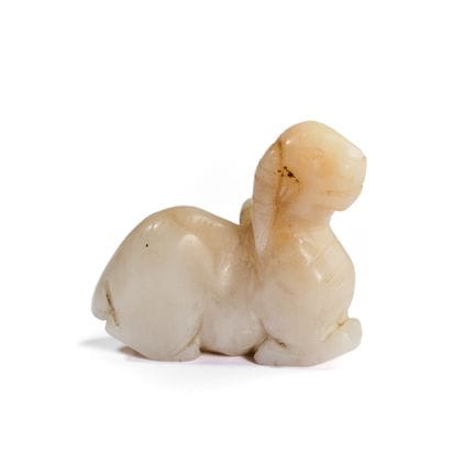 EINE CHINESISCHE JADE-WIDDERGRUPPE, QING-DYNASTIE 