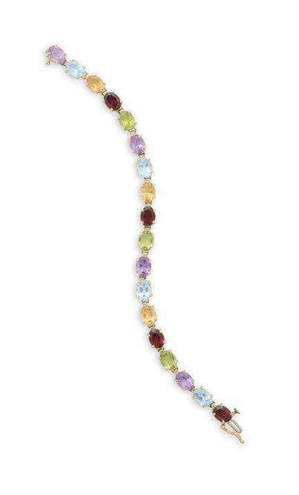 BRACELET MULTICOLORE SERTI DE PIERRES PRÉCIEUSES 
