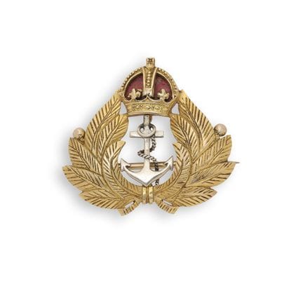 BROCHE DE RÉGIMENT DE LA MARINE ROYALE EN OR ET ÉM