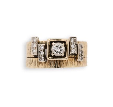 BAGUE EN DIAMANTS, années 1970 
monture texturée r