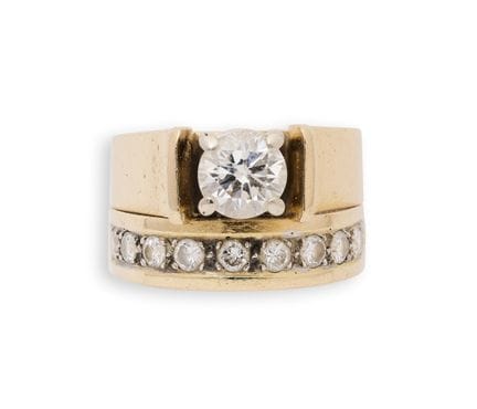 BAGUE EN DIAMANT, années 1970 
Bague à double anne
