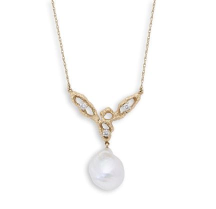 PENDENTIF EN PERLE DE CULTURE ET DIAMANTS, années 