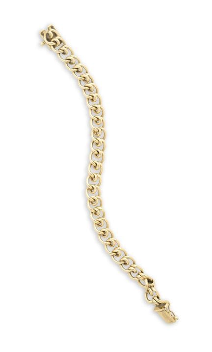 蒂芙尼（TIFFANY &amp; CO.）：金手链，1988年
螺旋链节设计，刻有“Tiffany