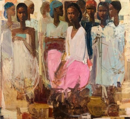 TADESSE MESFIN (ETHIOPIAN B.1953) 
WOMAN IN PINK (