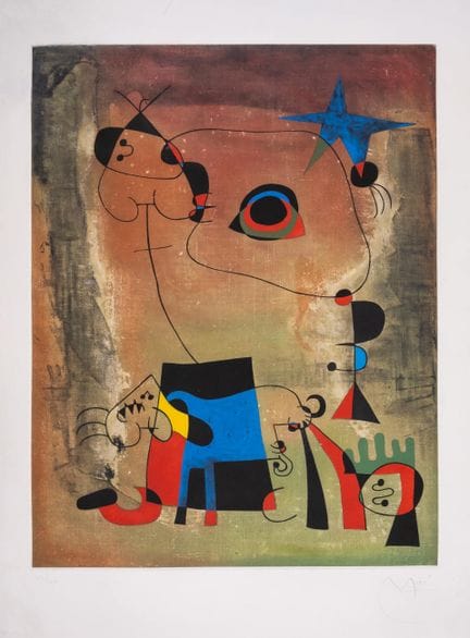 Según Joan Miró (1893-1983).

Le Chien Bleu

Aguaf