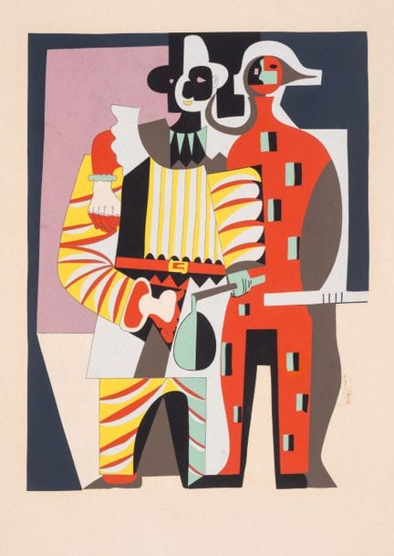 Según Pablo Picasso (1881-1973).

Pierrot y Arlequ