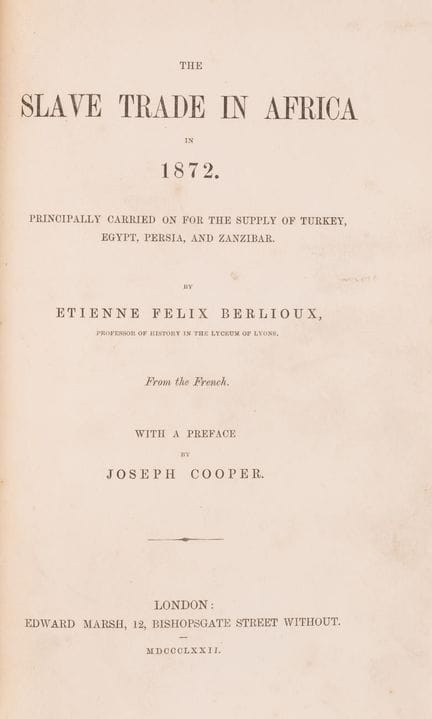 Afrique. – Esclavage.- Berlioux (Étienne Félix), *