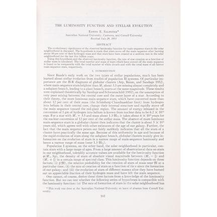Astrophysique. — Salpeter (Edwin E.), « The Lumino