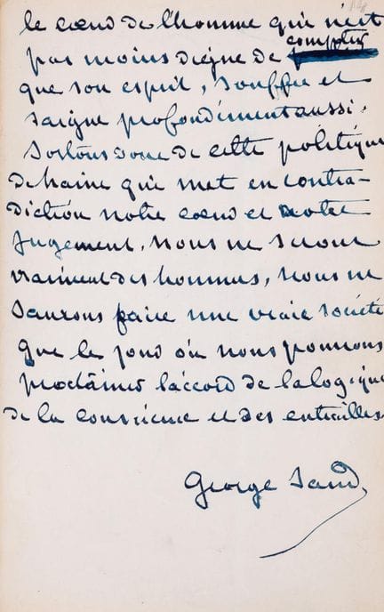 [Dupin (Lucile-Aurore)], « George Sand ». [Manuscr