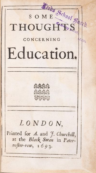 [Locke (John)] Some Thoughts Concerning Education,