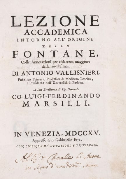 Vallisneri (Antonio) Lezione Accademica intorno al