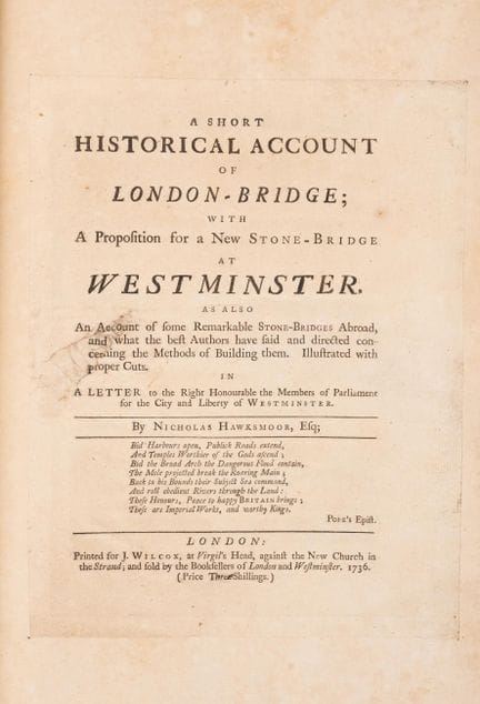 Hawksmoor (Nicholas) A Short Historical Account of