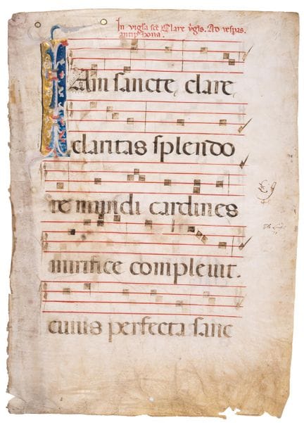 Feuille tirée d’un très grand antiphonaire, compor