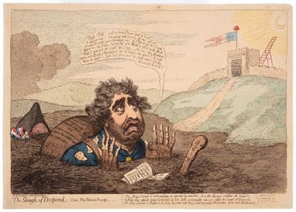 Gillray (James) The Slough Despond, grabado con co