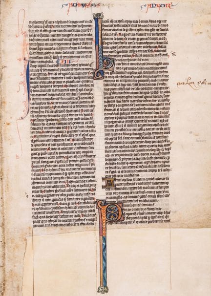 Deux feuillets tirés d’une Bible universitaire (co