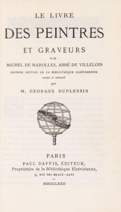 Marolles (Michel de) Le Livre des Peintres et Grav