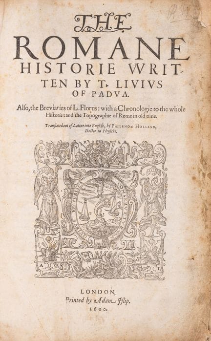 Livius (Titus), *The Romane Historie*, première éd