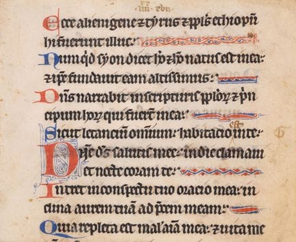Une feuille et un fragment tirés du « Psautier de 