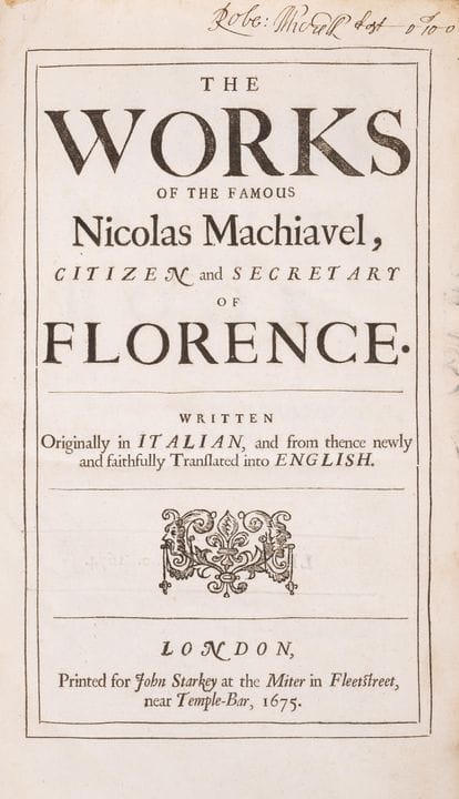 Machiavel (Niccolò), *Les Œuvres*, première éditio