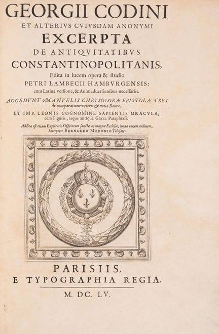 Levant. — Georgius Codinus et Peter Lambeck (éd.).