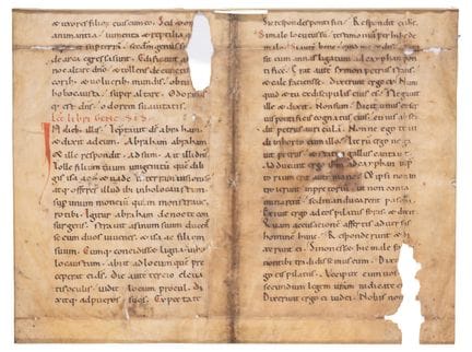 Bifolium tiré d’un sacramentaire roman, en latin, 