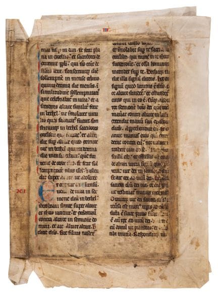 Bifolium tiré d’une grande Bible gothique, en lati