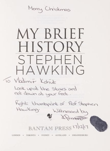 Hawking (Stephen) *My Brief History*, prima edizio