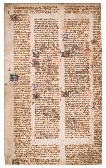 Deux feuillets tirés de manuscrits juridiques, en 
