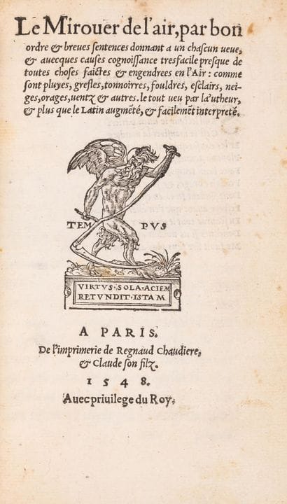 Meteorologia. – Mizauld (Antoine), *Le mirouer de 