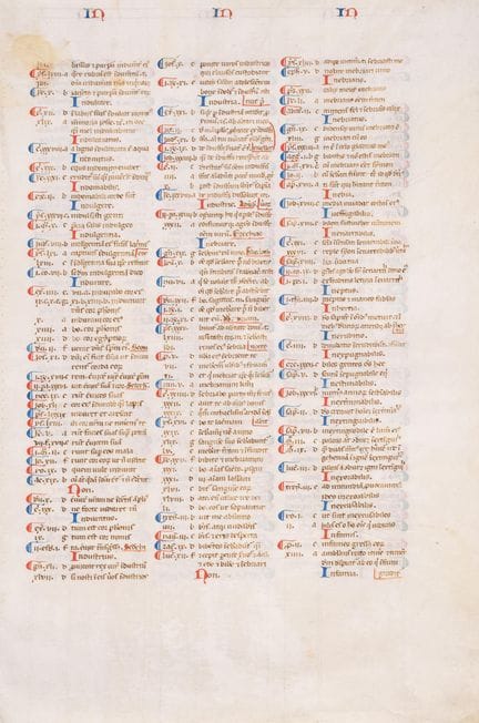 Feuille tirée de la concordance dominicaine de la 