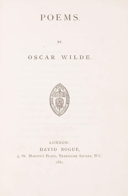 Wilde (Oscar) Poems, first edition [one of 250 cop