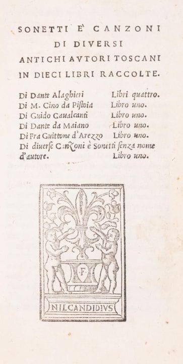 Dante Alighieri, et autres. *Sonetti e Canzoni di 