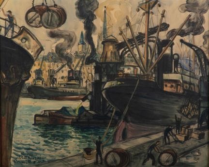 Pierre Le TRIVIDIC (1898–1960).
Rouen, The Harbor.