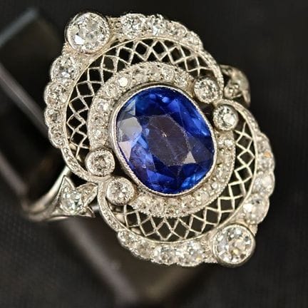 Anillo de platino de 850‰ con diseño de encaje, ad
