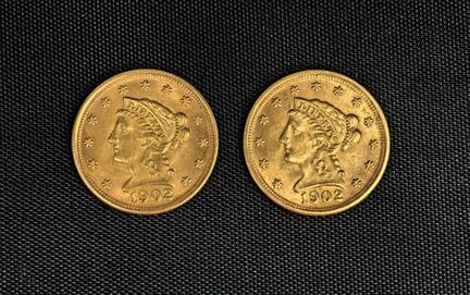 [UNITED STATES]. Two 2½-dollar LIBERTY HEAD ... | Coins and notes: bids