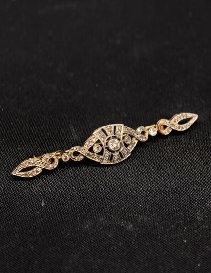 Broche-pasador de oro de 750‰ y platino de 950‰, c