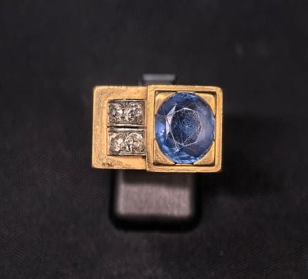 Anillo de sello de oro amarillo de 750‰ y platino 