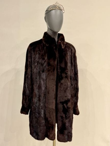 Ample veste vintage  en vison dark brown (Mustella