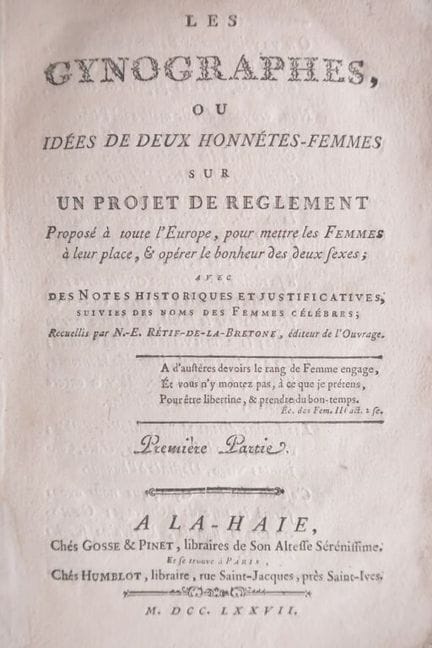 RESTIF DE LA BRETONNE, Nicolas-Edme. *Les Gynograp