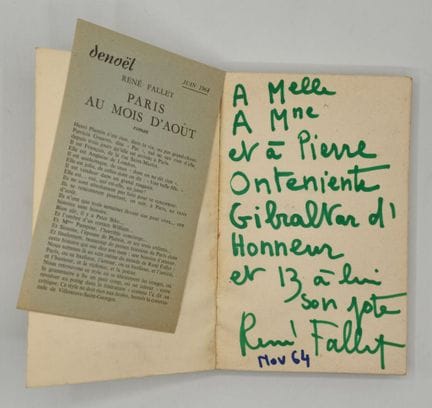 FALLET, René. Paris in August.

First edition, a c